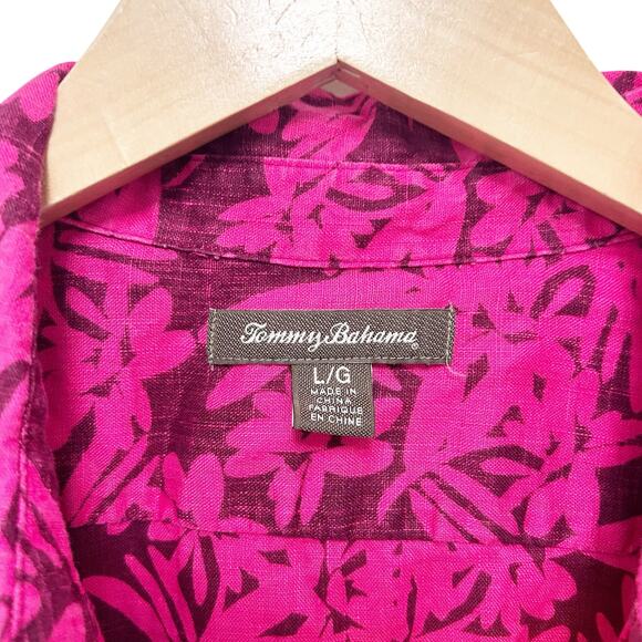 Tommy Bahama Pink Floral Linen Long Sleeve Button Down Sz L - Picture 3 of 4